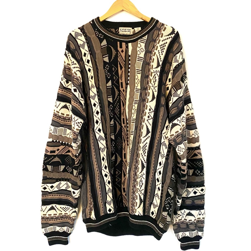 Vintage COTTON TRADERS Men’s Brown Tan Coogi Style Sweater XLXT